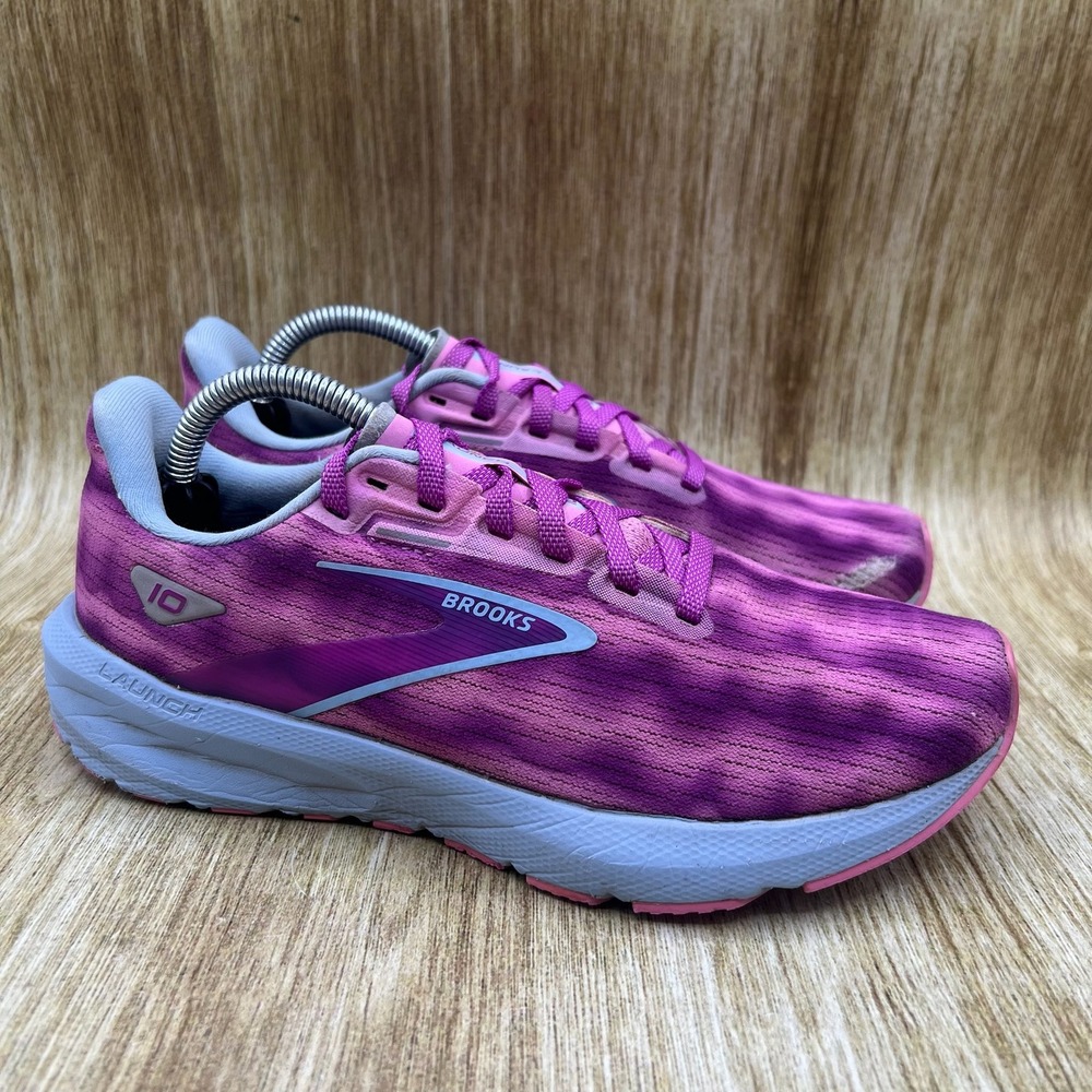 Brooks Launch 10 Running Shoes Women's Size 6.5 Pink Blue Sneakers 1203981B572‎